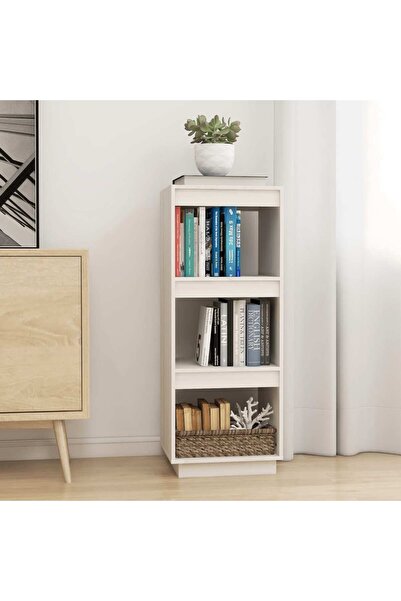 Concept Bibliotecă/Separator cameră, alb, 40x35x103 cm, lemn masiv pin
