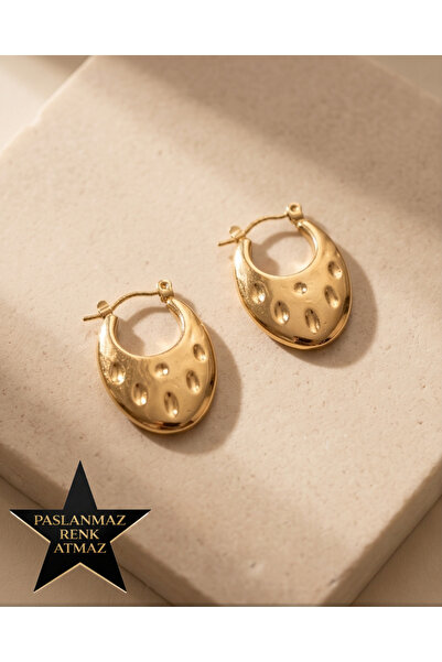 stainless steell 316L Steel Perforated Oval Women's Earrings