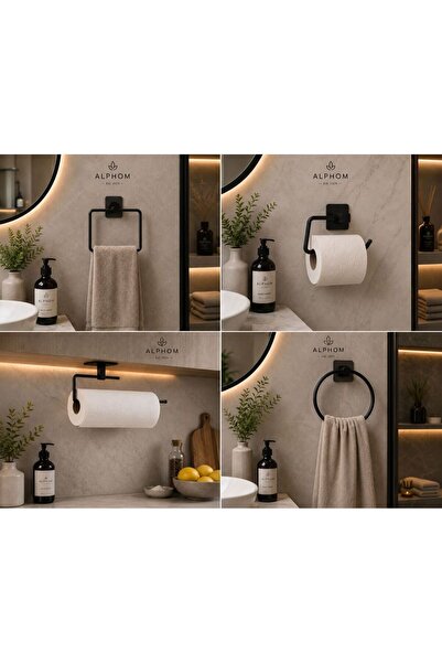 Alphom BANYO MUTFAK ASKISI 4 LÜ SET MODERN KENDİNDEN YAPIŞKANLI BANYO MUTFAK ...
