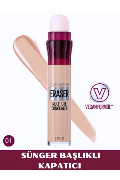 NUNUKO Sünger Başlıklı Kapatıcı - Gözaltı Concealer Morluk Karşıtı Multi Eras...