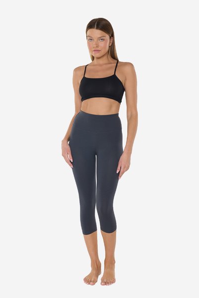 Malabadi Women's Smoked Combed Modal High Waist Sports Capri Leggings 1909