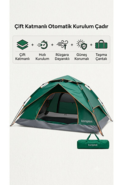 kamptek kamp teknolojisi Camp One Dört mevsim 4 Kişilik Çift Katmanlı Otomati...
