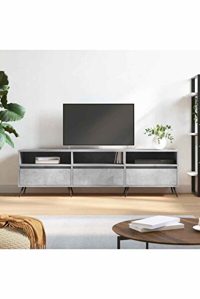 Concept Comodă TV, gri beton, 150x30x44,5 cm, lemn prelucrat