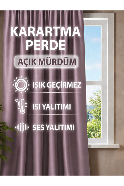 Yuka Blackout Light-Proof Background Curtain Light Purple Color Single Wing P...