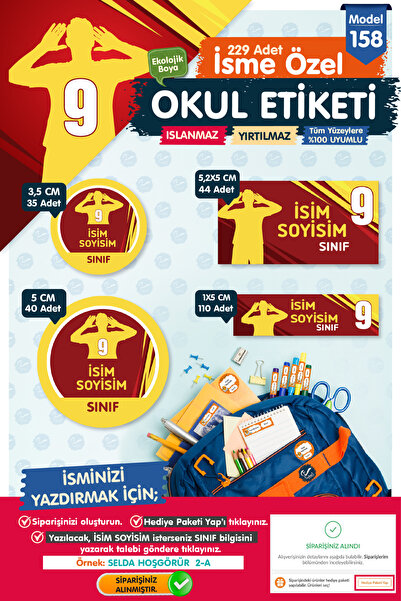 t tuğset etiket Okul Etiketi Kalem Defter Etiketi Özel İsim Yazılabilen Etike...