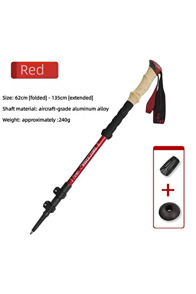 Choice Red 1pcs Aluminum Outdoor Hiking Anti Shock Walking Sticks Telescopic ...