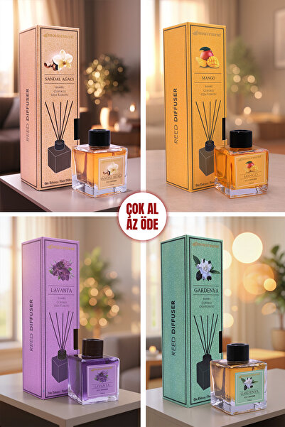 MOUVEMENT 4'Lü Çubuklu 100 ml Oda Kokusu Seti Çok Al Az Öde (Sandal Lavanta M...