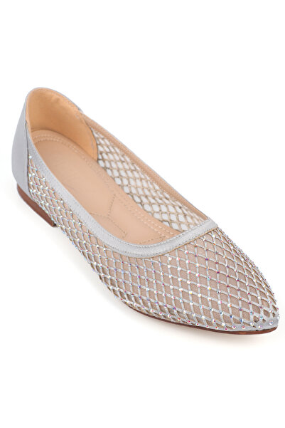 Capone Outfitters Kathlene Pointed Toe Stoned Mesh Women's Wedding Ballerinas