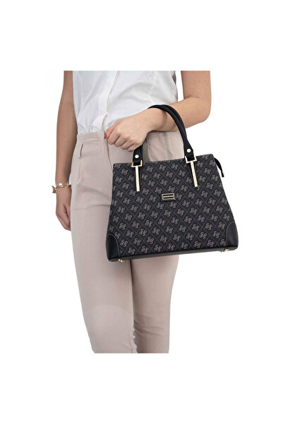 Silver Polo حقيبة كتف للنساء / البنات 667-45459 BAG M178 أسود مدخن غير لامع