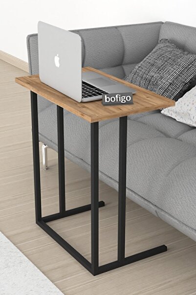 Bofigo Metal Ayaklı Laptop Sehpası Kahvaltı Masası Çalışma Sehpası Stabil Çam