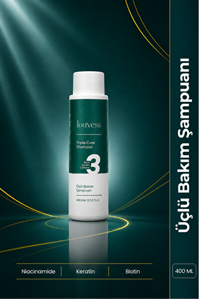 Louvess Üçlü Bakım Şampuanı (Biotin Keratin ve Kafein - 400 ml)