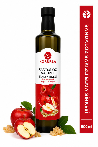 Korurla Elma Sirkesi Sandaloz Sakızlı 500 ml | Doğal Fermantasyon Katkısız Sirke