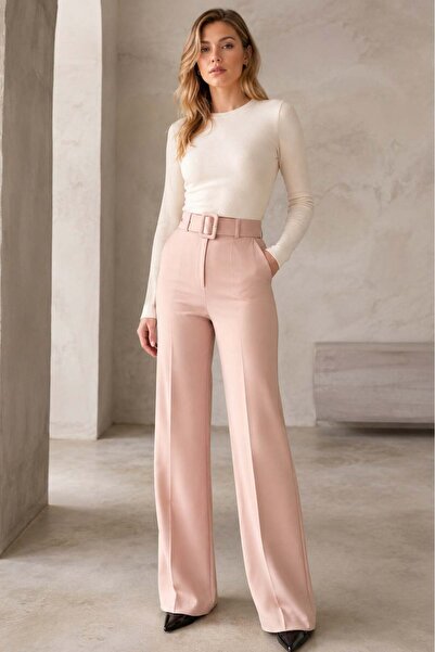 Madmext Beige Spanish Leg Women's Fabric Pants Mg2303