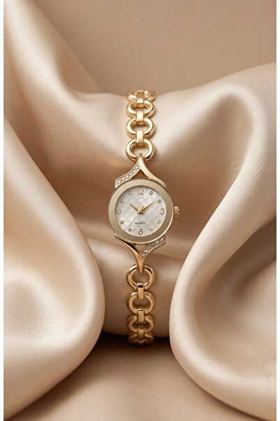 KLISHE Butik Victoria Women's Steel Watch Gold Color Premium Stone Vintage Ol...