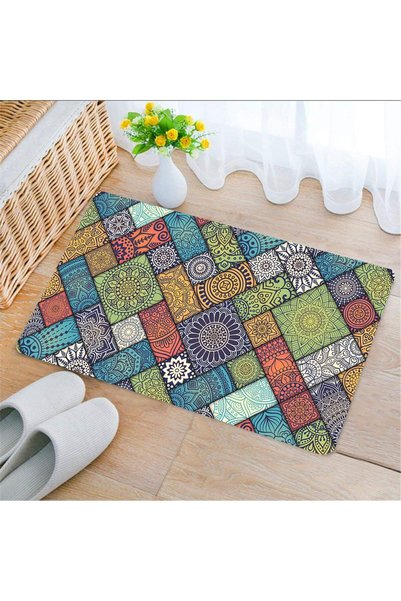 Uygur Home Mandala Colorful Decorative Door Front and Indoor Mat