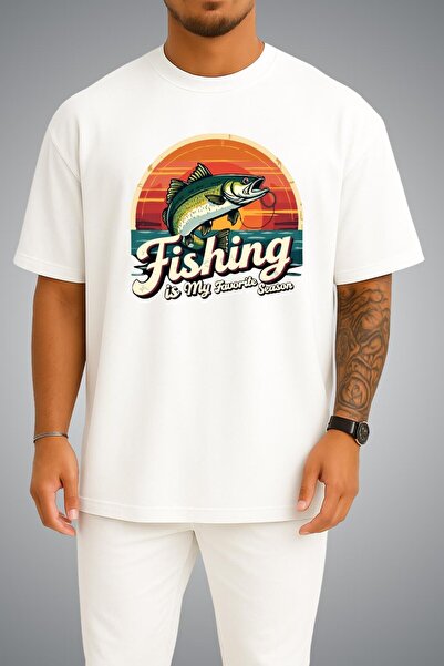 Bahriyeli Collection Oversize Fishing Is My Favorite Season Unisex T-Shirt wi...