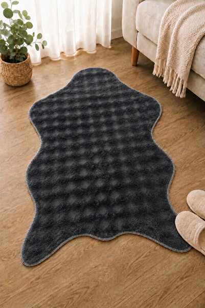 Lionhome Bubble kabartmalı Yumuşak Ayı Postu Renk Antrasit Comfort Kaymaz Tab...