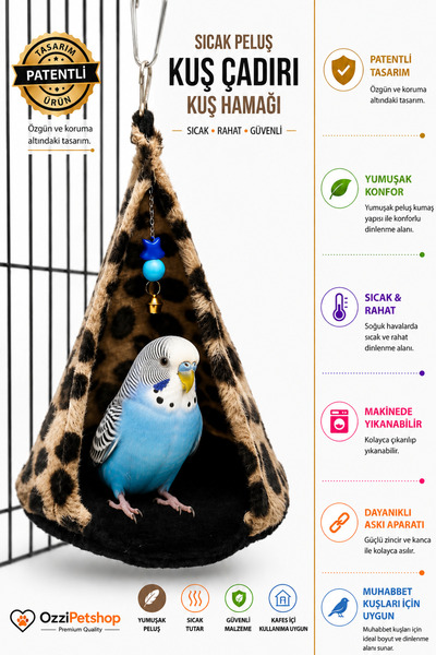 ozzipetshop Muhabbet Kuşu Sıcak Yuva Salıncak Uyku Yatağı Kuş Oyuncağı