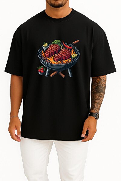 Bahriyeli Collection قصة فضفاضة تي شيرت بيفست مانجال ستير مطبوع للجنسين