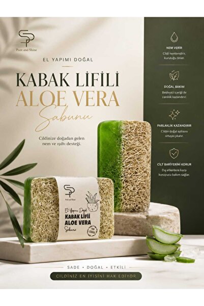 Pureandshine EL YAPIMI DOĞAL KABAK LİFLİ ALOEVERA SABUNU