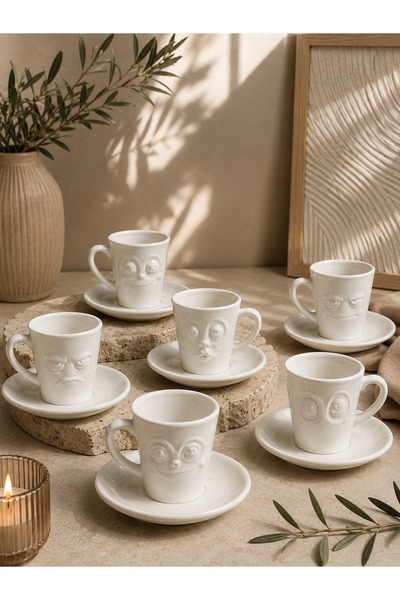 YzHome Acar 6-Person Luxury Porcelain Face to Face Facial Expressions Coffee ...