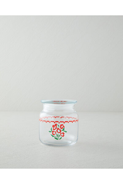 English Home Bright Parade Cam Kavanoz 880 ml Kırmızı - Beyaz