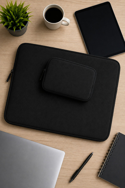 the modawest Siyah 13-14-15.6-16.1-16.9 Inç Uyumlu Şarj Saklama Çantalı Macbook Kılıf Notebook Laptop Çantası