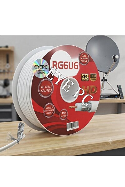 NcpLine 100 Meters Ready-To-Use Satellite Antenna Cable with F Connector – Rg...