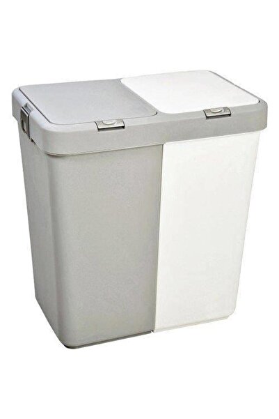 Motek mt-09 Çift gözlü 80 litre çamaşır sepeti-Gri+Beyaz- T.YOL
