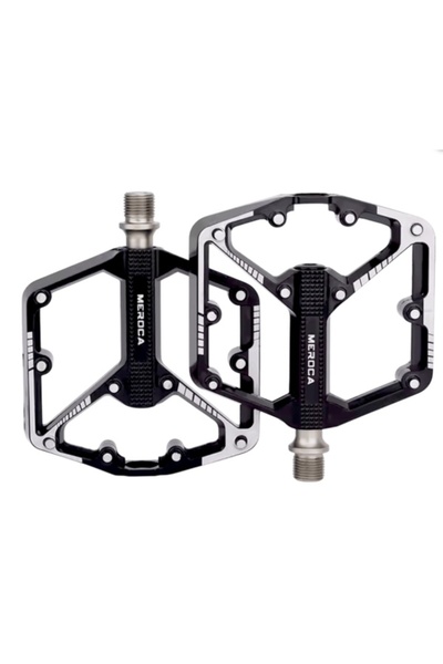 BikeWay Meroca Alüminyum Metal Platform Pedal Set Takım Bisiklet Rulmanlı Siy...