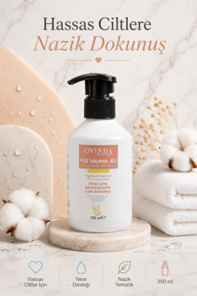 Ovinda Face Washing Gel Sensitive Skin 250 ml Moisturizing with Vitamin E - C...