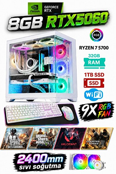 Dmc N273 Windows 11 RTX5060 8GB ∣ R7 5700 ∣ 32GB RAM ∣ 1TB SSD Sıvı Soğutmalı...