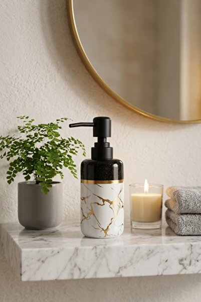 MAKRİ HOME Dozator de săpun lichid Lenora din ceramică de 300 ml, diametru 7 ...