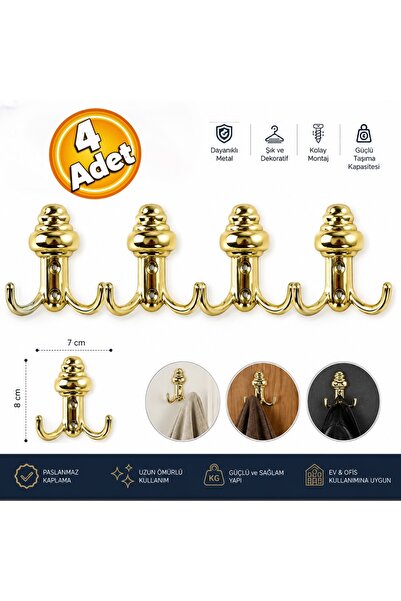 Beşel Sarı Metal Sarıklı Askı Portmanto Vestiyer Duvar Askısı Dolap Askılığı ...