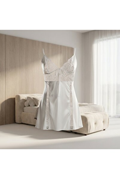 Lady Lingerie 2-Piece Set Nightgown and Robe Women's Satin Sleepwear Lace Nig...
