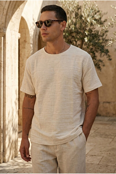 Combattente Short Sleeve Oversize Muslin Men's Tshirt - 2026 Men's T-Shirt Cr...