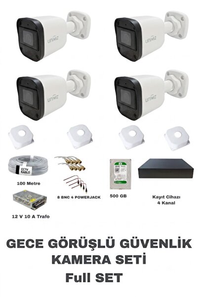 Fabius Gece Renkli Görüşlü 4 Lü Güvenlik Kamera Seti Kayıt Cihazı 500 Gb Hard...