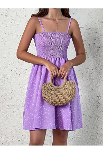 Generic Brand Women's Rope Strap Gipeli Patterned Short Single Jersey Dress