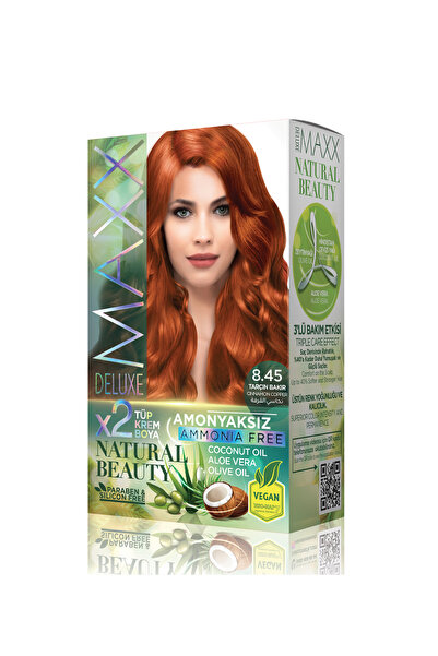 MAXX DELUXE Natural Beauty Amonyaksız Set Saç Boyası 8.45 Tarçın Bakır