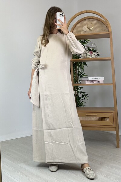 Invee Yandan Bağlamalı Tencel Elbise