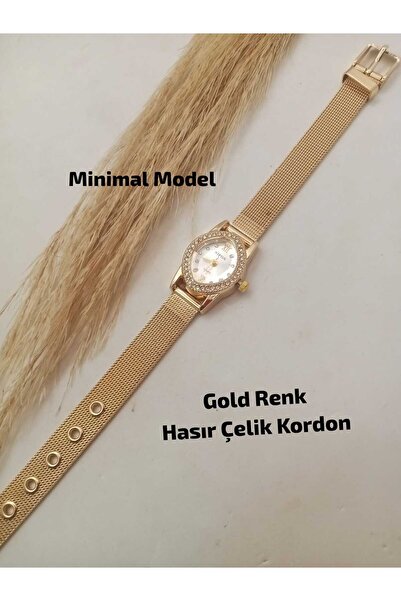 Brality Vintage Design - Gold Color Wicker Strap - Gold Color Case Women's Wr...