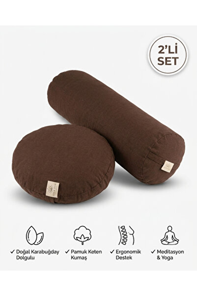 SUNYOGA Zafu Meditasyon Minderi ve Yoga Bolster Seti Karabuğday Dolgulu Pamuk...