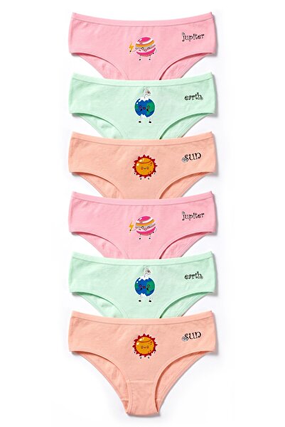 Öts Κορίτσια 6 Πακέτα Cotton Planet εμπριμέ εσώρουχα Mix Color