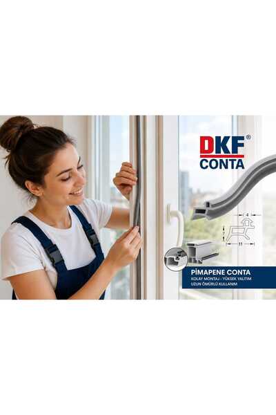 DKF CONTA PVC kapı ve pencere gri conta 60 metre pimapen fitili tamirat contası