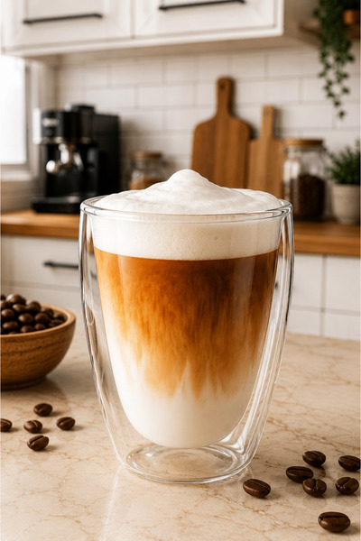 Ercazzo Çift Cidarlı Bardak Kahve Sunum Bardağı Latte Espresso Cam Bardak 250...