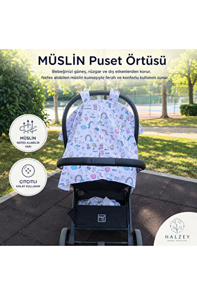 HALZEY Unisex Unicorn Puset Örtüsü, %100 Pamuk Müslin