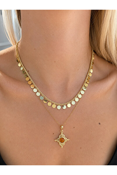 GLARE JEWELRY CO قلادة من الفولاذ المقاوم للصدأ بمظهر عتيق 45+5 سم