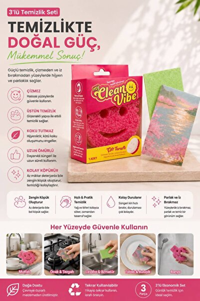 mycleanvibe 100% Natural Compressed Cellulose Sponge 2 Pieces and Multi-Purpo...