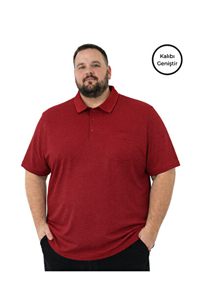 BattalModa Men's Large Size Red Polo Collar Short Sleeve Piqué T-Shirt 3Xl-4X...