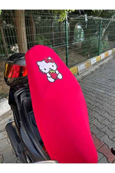 Utku Giyim HELLO KITY BASKILI MOTOSİKLET KOLTUK SELE KILIFI 50CC 125 CC ÜNİVE...
